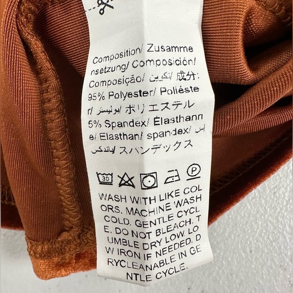 Shein Clasi Frill Trim Puff Sleeve Velvet Blouse Rust Brown Burnt Orange - Picture 10 of 10